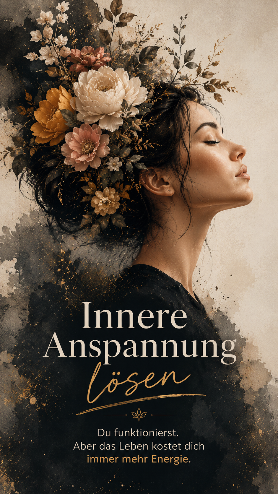 Innere Anspannung lösen – Frau mit Blumen als Symbol für innere Ruhe, Energie und emotionale Stabilität
